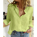 Stefanie  | Damen Lässige Button-Down Bluse – Grün