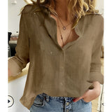 Stefanie  | Damen Lässige Button-Down Bluse – Braun
