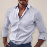 Langarm Hemd Herren | Slim Fit Business-Hemd mit Kentkragen – Weiß