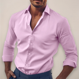 Langarm Hemd Herren | Slim Fit Business-Hemd mit Kentkragen – Rosa