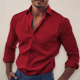 Langarm Hemd Herren | Slim Fit Business-Hemd mit Kentkragen – Rot