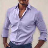 Langarm Hemd Herren | Slim Fit Business-Hemd mit Kentkragen – Lila