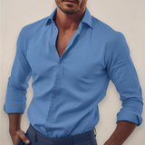 Langarm Hemd Herren | Slim Fit Business-Hemd mit Kentkragen – Hellblau