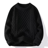 Langarm-Zopfmuster-Pullover - David – Schwarz