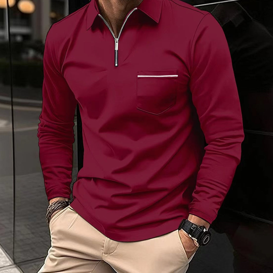 Langärmeliges Poloshirt - mit Kragen - Quarter Zip - Poloshirts - Herrenbekleidung