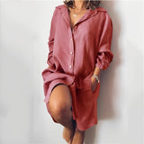 Langärmeliges Baumwoll-Kleid – Rot