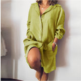 Langärmeliges Baumwoll-Kleid – Gelb