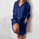 Langärmeliges Baumwoll-Kleid – Dunkelblau