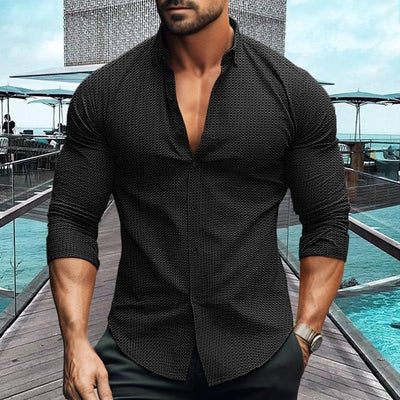 Langarmhemd | Atmungsaktiv | Mit Kragen | Hemd mit Knöpfen | Herrenhemden