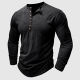 Langarmshirt Herren Henley | Lässiger Look & Atmungsaktiver Komfort – Schwarz
