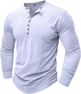Langarmshirt Herren Henley | Lässiger Look & Atmungsaktiver Komfort – Weiß