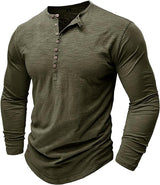 Langarmshirt Herren Henley | Lässiger Look & Atmungsaktiver Komfort – Dunkelgrün