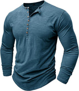 Langarmshirt Herren Henley | Lässiger Look & Atmungsaktiver Komfort – Blau