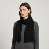 Langer Gestrickter Unisex Schal mit Rippenstruktur – Schwarz