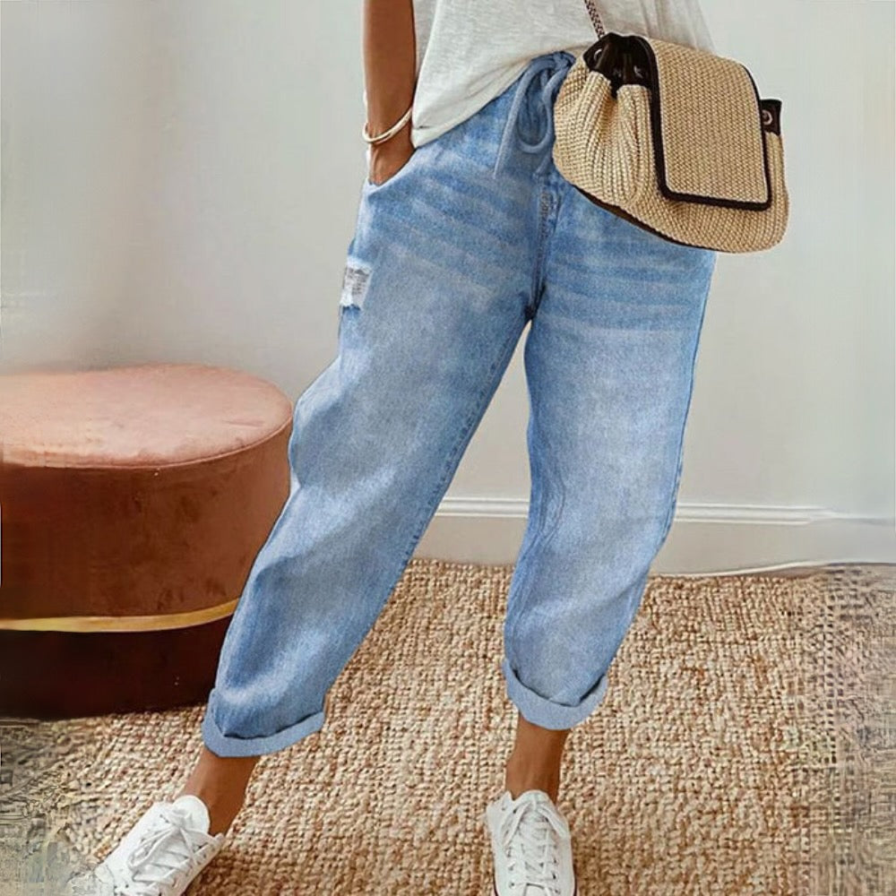 Lässige Denimhose mit verstellbarem Bund