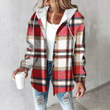 Lässige Hemdjacke Mit Kapuze - Felicia – Rot