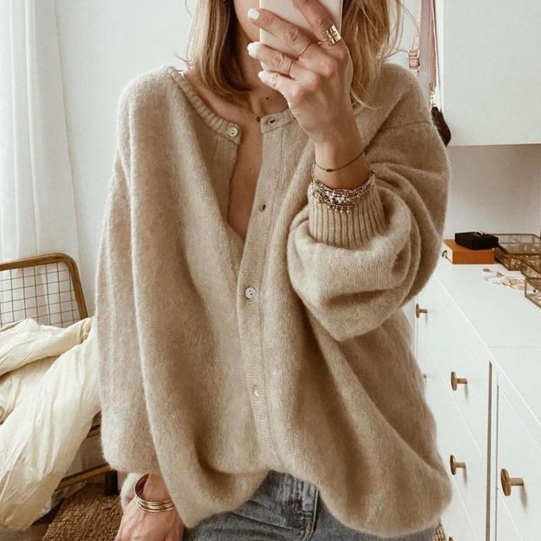 Lässige Strickjacke mit Drop-Schultern für Eleganz