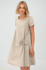 Clara | Luftiges Leinen-Sommerkleid für Damen – Beige