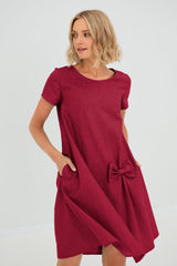 Clara | Luftiges Leinen-Sommerkleid für Damen – Cerise