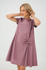 Clara | Luftiges Leinen-Sommerkleid für Damen – Staubige Rose