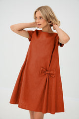 Clara | Luftiges Leinen-Sommerkleid für Damen – Orange