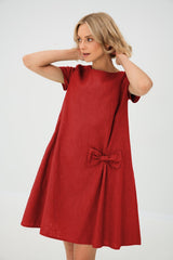 Clara | Luftiges Leinen-Sommerkleid für Damen – Rot