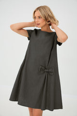 Clara | Luftiges Leinen-Sommerkleid für Damen – Grau
