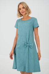 Clara | Luftiges Leinen-Sommerkleid für Damen – Türkisblau