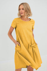 Clara | Luftiges Leinen-Sommerkleid für Damen – Gelb