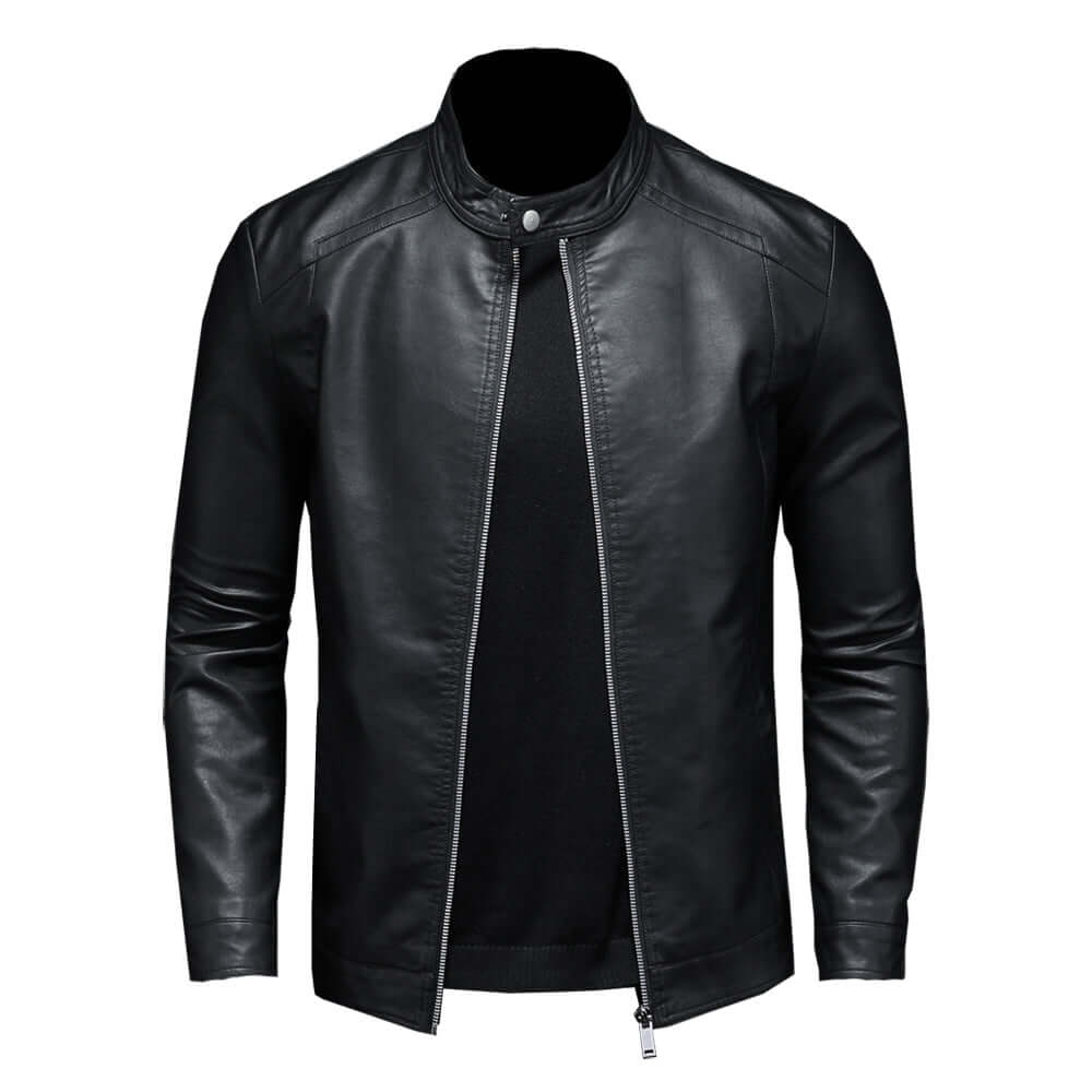 Lederjacke - Herren Zip-Up Moto Biker Jacke