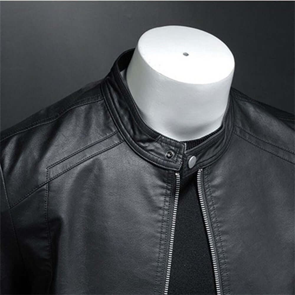 Lederjacke - Herren Zip-Up Moto Biker Jacke