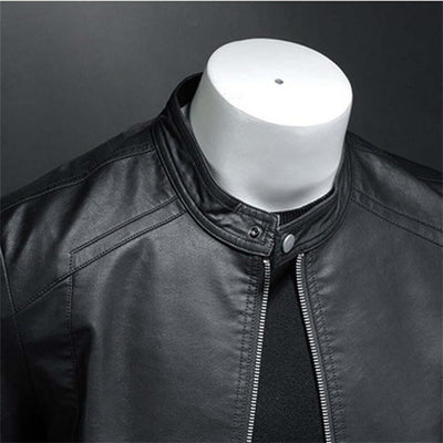 Lederjacke - Herren Zip-Up Moto Biker Jacke