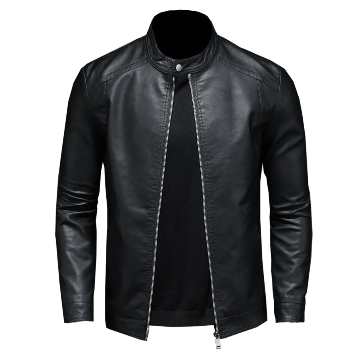 Lederjacke – Reißverschluss – Slim Fit – Bikerjacke – Herren-Lederjacke