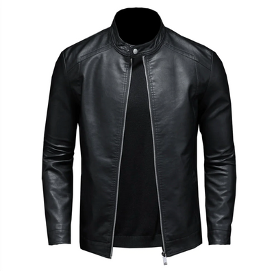 Lederjacke – Reißverschluss – Slim Fit – Bikerjacke – Herren-Lederjacke