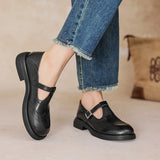 Lederschuhe Damen | Eleganter Riemen & Bequemer Halt – Schwarz