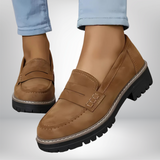 Lederschuhe Loafer Damen | Rutschfeste Sohle & Druckstellenfrei – Braun