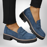 Lederschuhe Loafer Damen | Rutschfeste Sohle & Druckstellenfrei – Blau