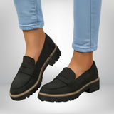 Lederschuhe Loafer Damen | Rutschfeste Sohle & Druckstellenfrei – Schwarz