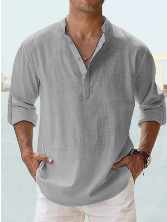 Leinenhemd | Baumwolle | Leicht | Langärmliges Leinenhemd | Herrenhemd