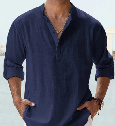 Leinenhemd | Baumwolle | Leicht | Langärmliges Leinenhemd | Herrenhemd