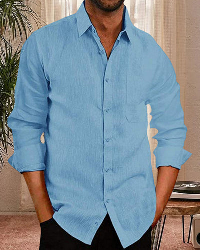 Leinenhemd | Knopfleiste | Leicht | Langarmhemd | Herrenhemd