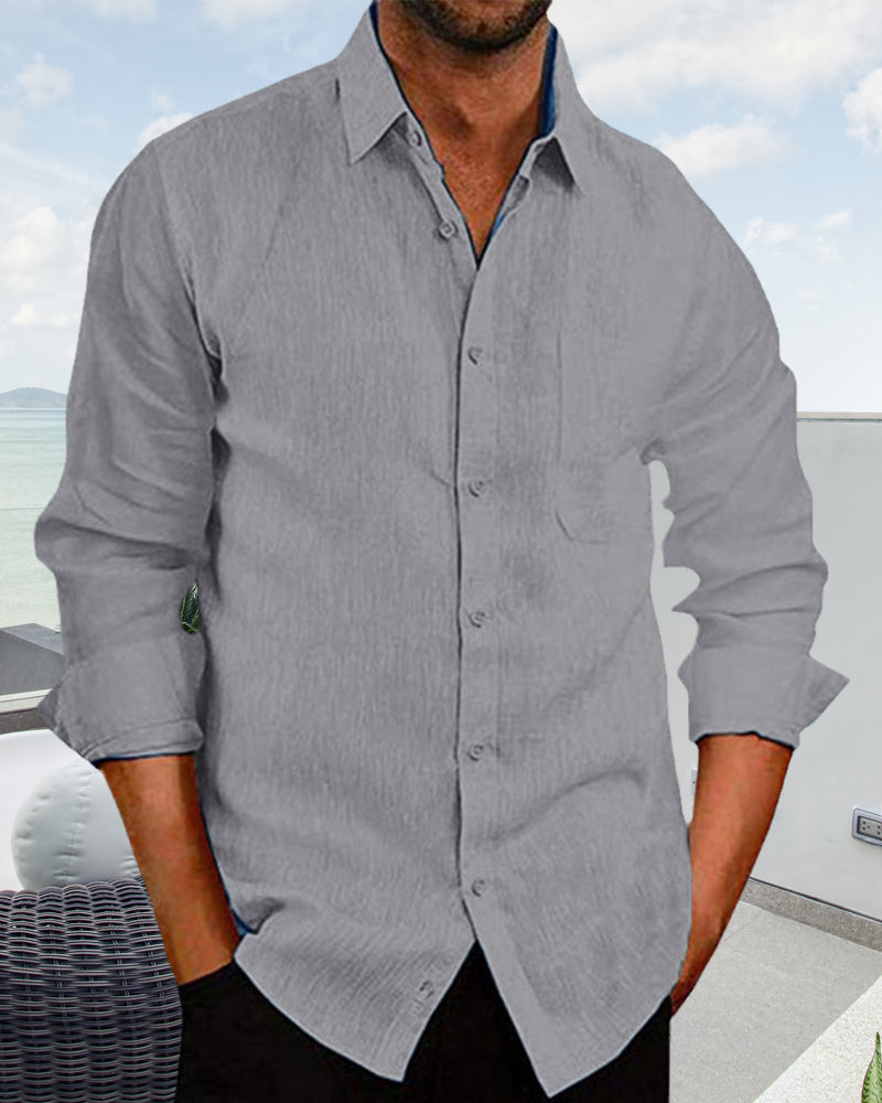 Leinenhemd | Knopfleiste | Leicht | Langarmhemd | Herrenhemd