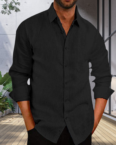 Leinenhemd | Knopfleiste | Leicht | Langarmhemd | Herrenhemd