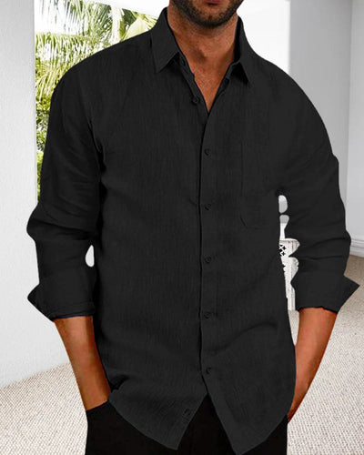 Leinenhemd | Knopfleiste | Leicht | Langarmhemd | Herrenhemd