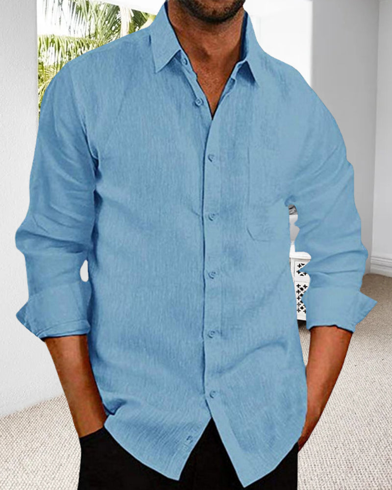 Leinenhemd | Knopfleiste | Leicht | Langarmhemd | Herrenhemd