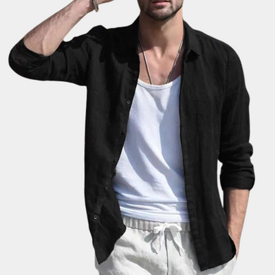 Leinenhemd – Langarm – Atmungsaktiv – Hemden mit Knöpfen – Herrenhemd