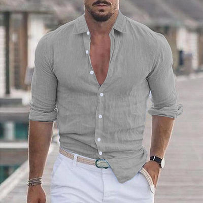 Leinenhemd – Langarm – Leicht – Hemd mit Knopfleiste – Herrenhemden