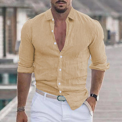 Leinenhemd – Langarm – Leicht – Hemd mit Knopfleiste – Herrenhemden
