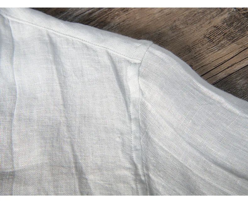 Leinenhemd – mit Knöpfen – leicht – Kurzarmhemd – Herrenhemden