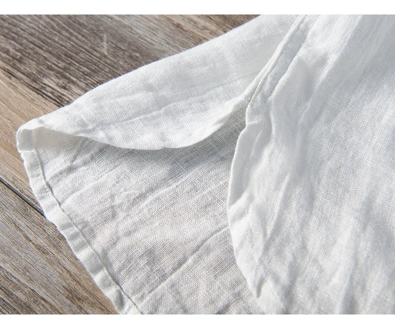 Leinenhemd – mit Knöpfen – leicht – Kurzarmhemd – Herrenhemden